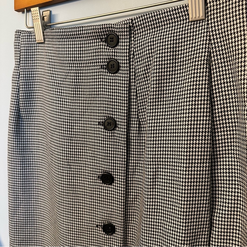 Classic Vintage 80s Black and White Houndstooth Skirt pencil wiggle checkered - Picture 3 of 6